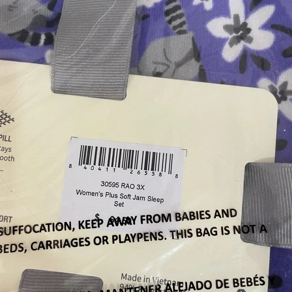 Duluth Trading Co Women's Pajama Set - Purple with Raccoon and Floral Design - Picture 2 of 4